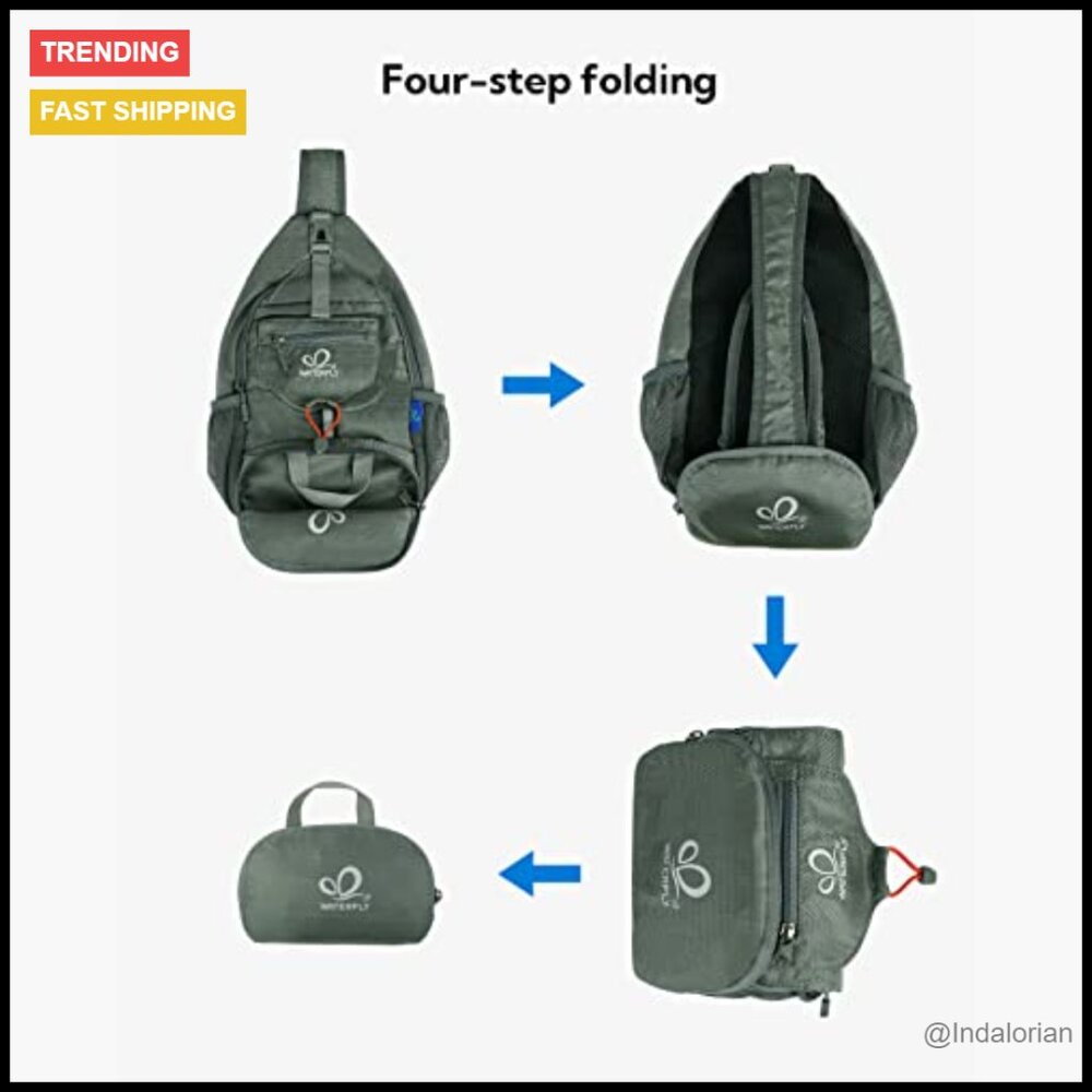 Packable Sling Backpack Daypack Adjustable Water-… - image 7